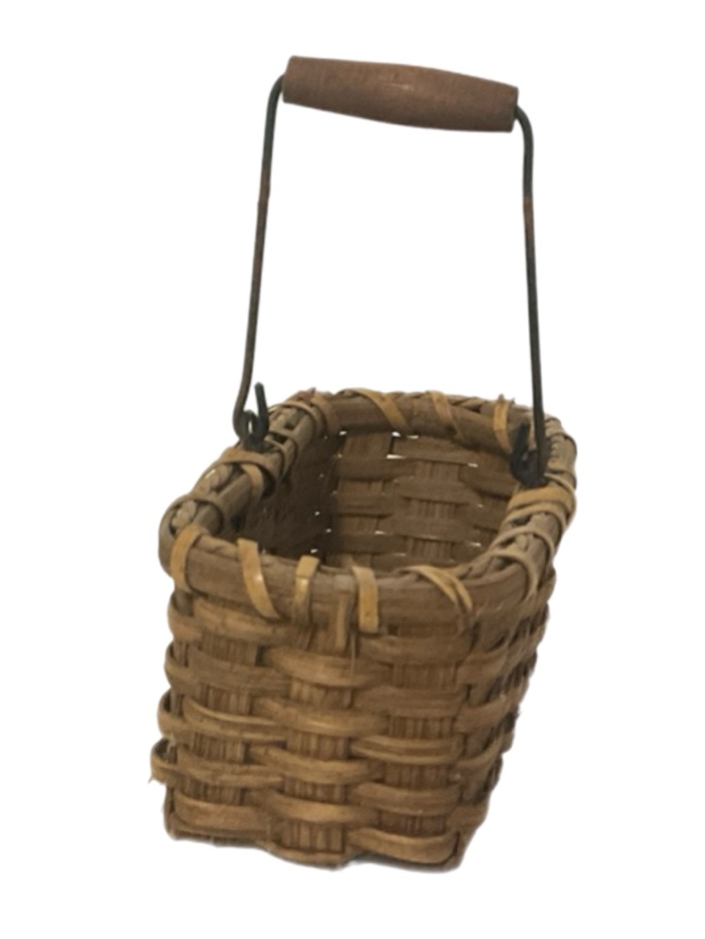 Small Handwoven Wood Splint Basket - Picture 3 of 5